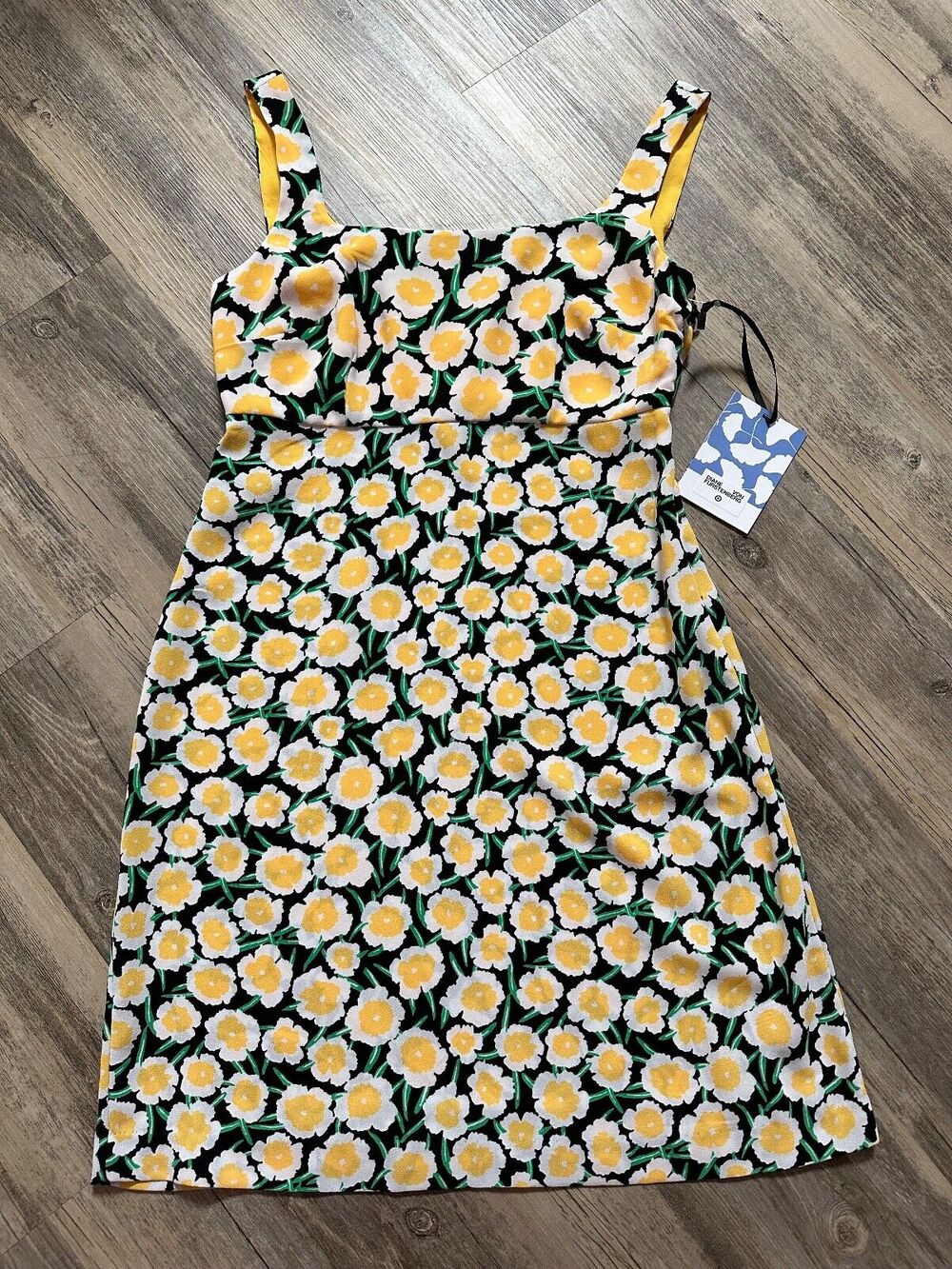 Diane Von Furstenberg x Target Mini Shift Dress Poppy Yellow Black Size 2 DVF